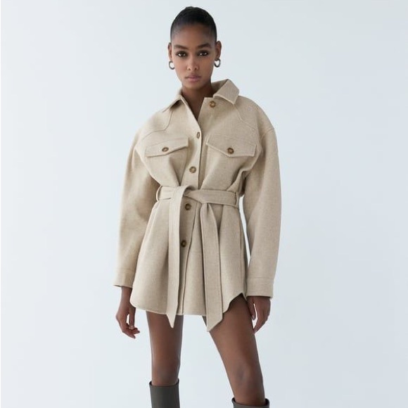 Zara belted overshirt/shacket - Picture 1 of 10